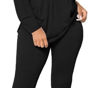 Chic Women's 2 Piece Casual Sweatsuit Set - Long Sleeve & Jogger Style in Black